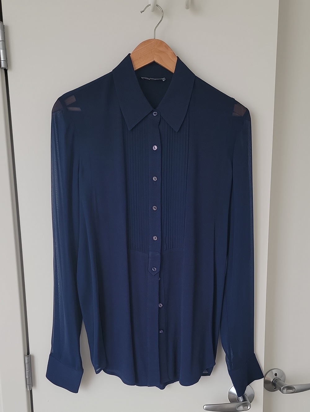Vince Pleated Front Button-Up Shirt